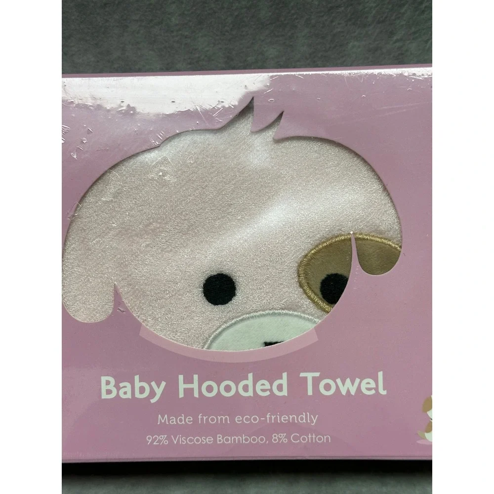 ForEverPure‎ Baby Hooded Towel Infant 35x35 Pink New Bamboo Cotton Puppy Dog